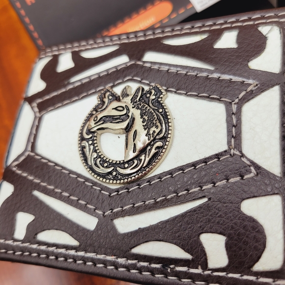 HORSE horseshoe wallet HAND CRAFTED western  BI-FOLD PRINTED GIFT BOXED - Picture 3 of 11